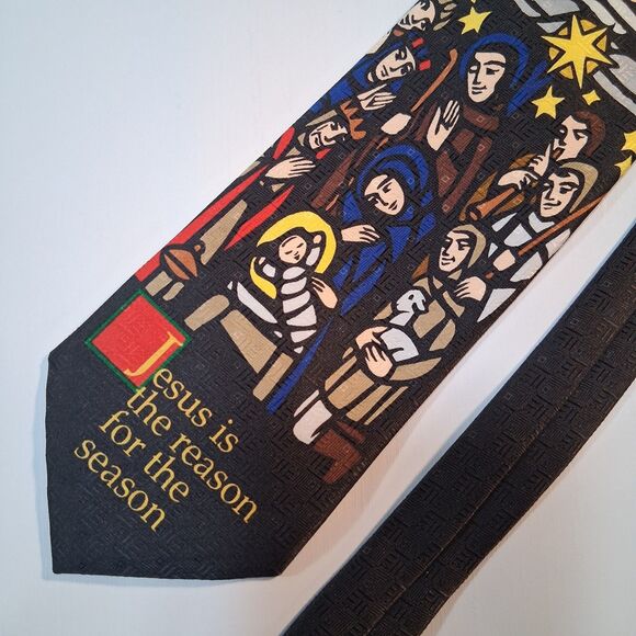 RALPH MARLIN Christmas Nativity Tie 1999 Jesus Is The Reason For The Season - Picture 3 of 5